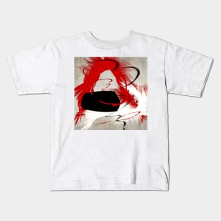 fly black red white abstract geometric digital painting Kids T-Shirt
